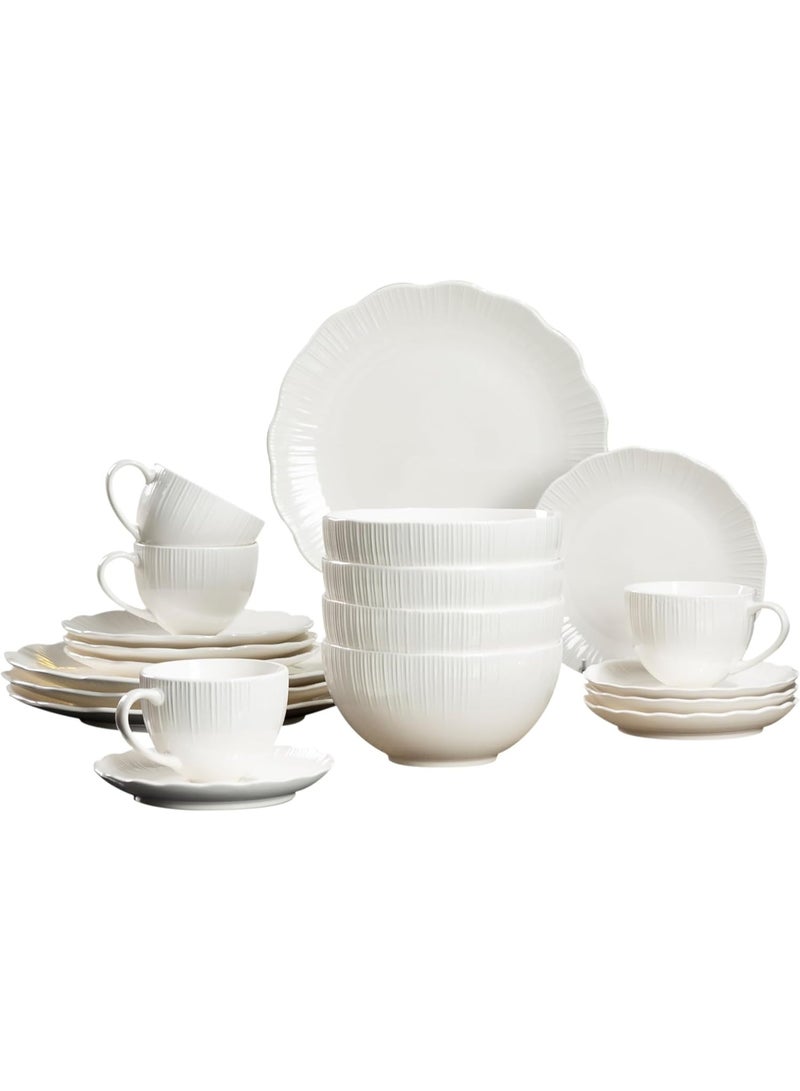GOLD MANTIS Premium White Porcelain Dinnerware Set - 20 Pieces, Dishwasher & Microwave Safe, Occasions - Image 5