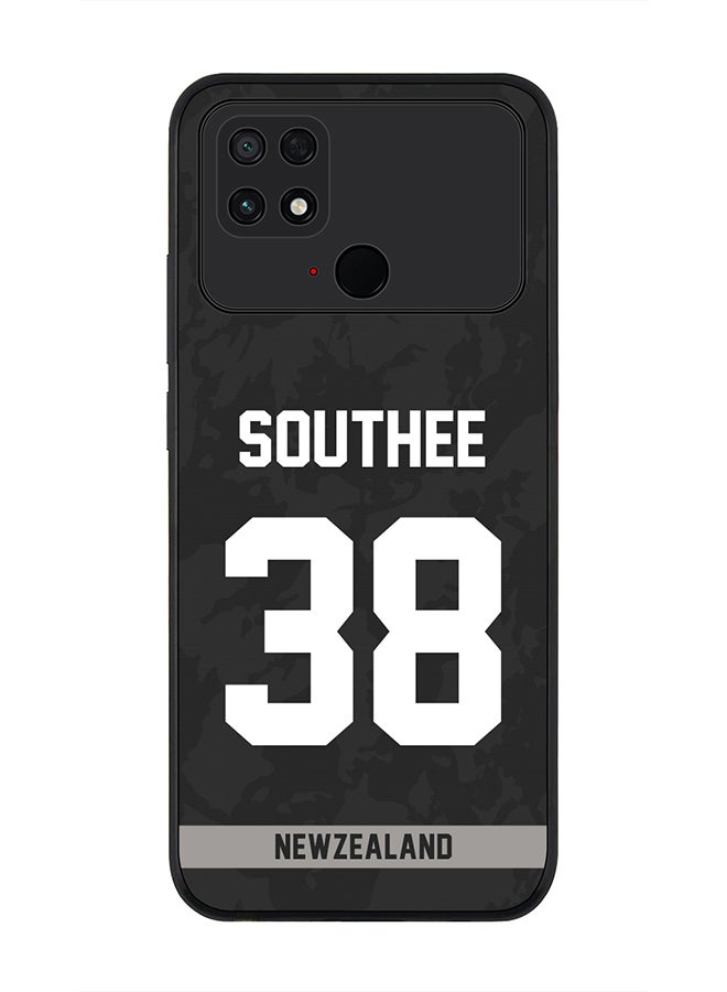 Stylizedd Rugged Black Edge Case for Xiaomi Poco C40, Slim fit Soft Case Flexible Rubber Edges Thin Cover - Player Name - Tim Southee, Jersey Number- 38 - Image 1