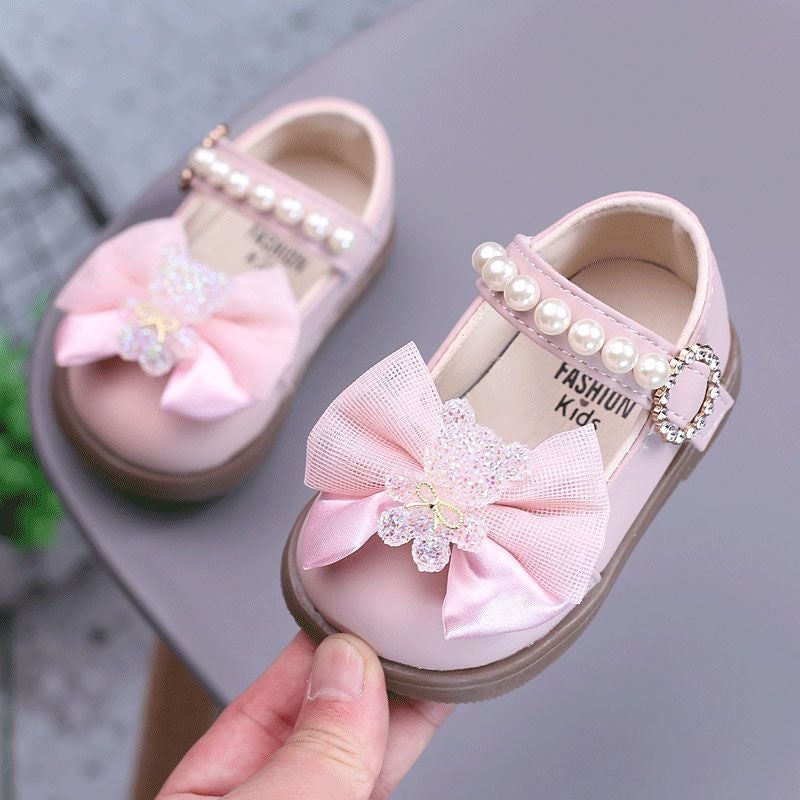 2025 Children'S Leather Shoes Princess Shoes Soft-Soled Baby Toddler Shoes Women'S Baby Shoes Girls' Pea Shoes Single-Layer Shoes - Image 1