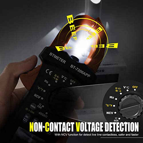 BTMETER BT-7200APP TRMS 6000 Counts Clamp Multimeter, Digital Clamp-on Ammeter for AC/DC Current Voltage Resistance Capacitor Frequency Continuity Temperature NCV Meter - Image 4