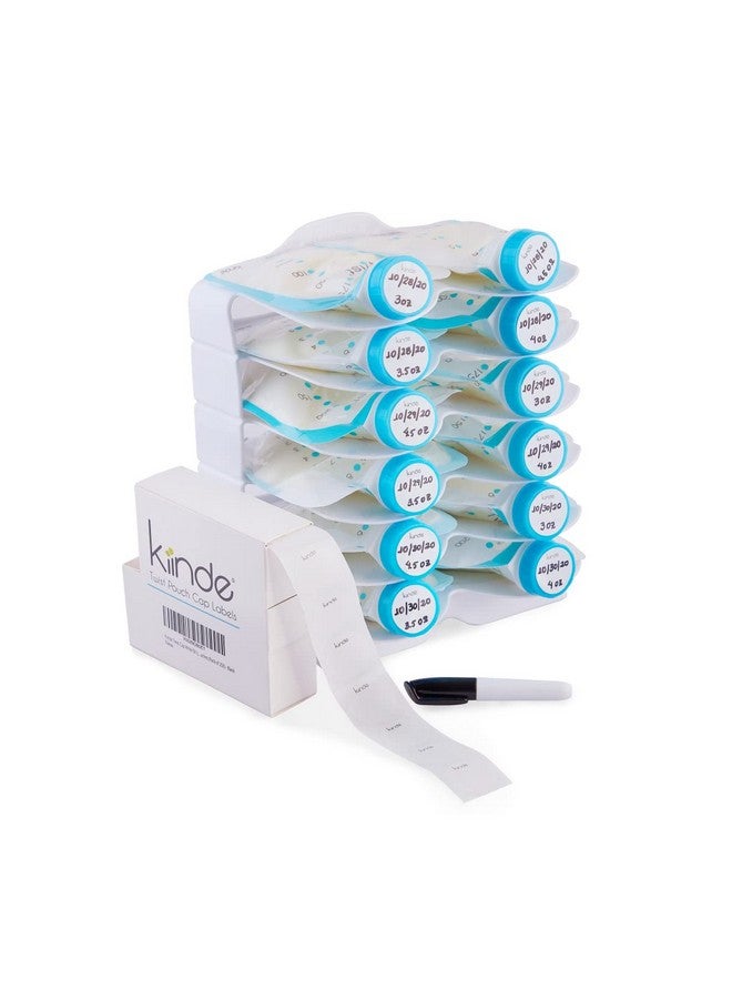 Kiinde Twist Cap Singleuse Writeon Labels For Breast Milk And Baby Food Storage Pouches (Pack Of 250) Includes Label Dispenser With Marker And Marker Holder Blank  - Image 5