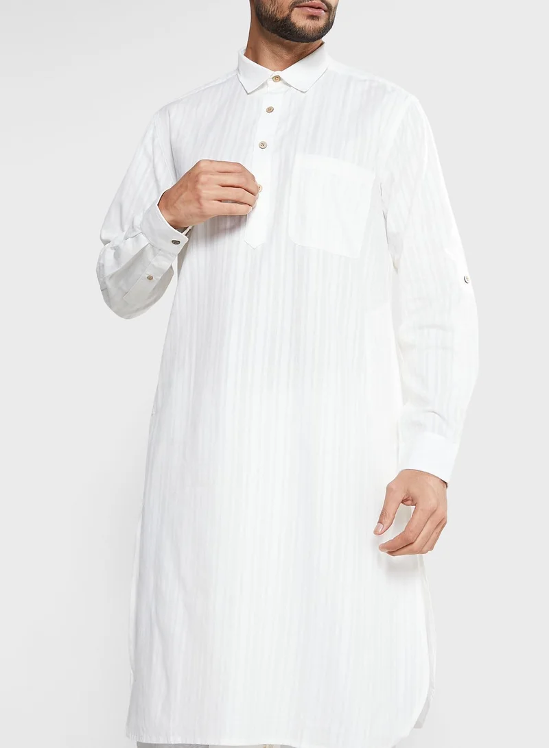 Fabindia Pathani Jamaal Striped Long Kurta
