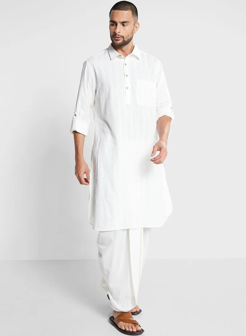 Fabindia Pathani Jamaal Striped Long Kurta