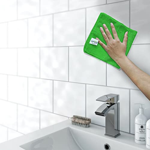 SOFTSPUN Microfiber Cleaning Cloths, 2pcs 40x40cms 340GSM Green! Sky Blue! Highly Absorbent Lint and Streak Free, Multi -Purpose Wash Cloth for Kitchen Car Window Stainless Steel Silverware. - Image 5