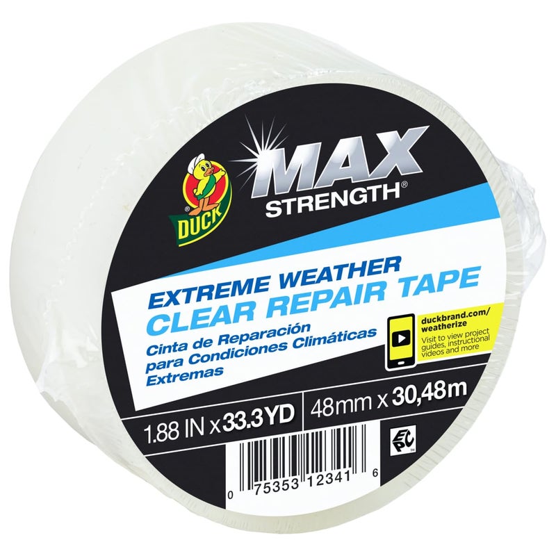 Duck Brand All Weather Indoor/Outdoor Repair Tape, Weatherproofing, Clear & UV Resistant, 1.88-Inch x 33.3-Yards, Single Roll, 281230 - Image 2