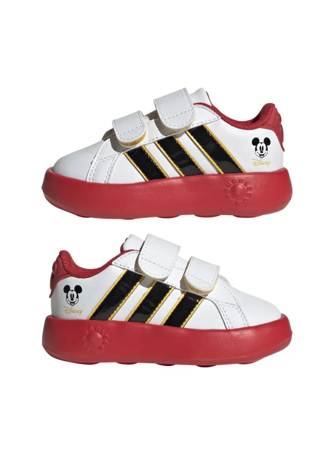 adidas حذاء رياضي أبيض للأطفال من ميكي ماوس جراند كورت