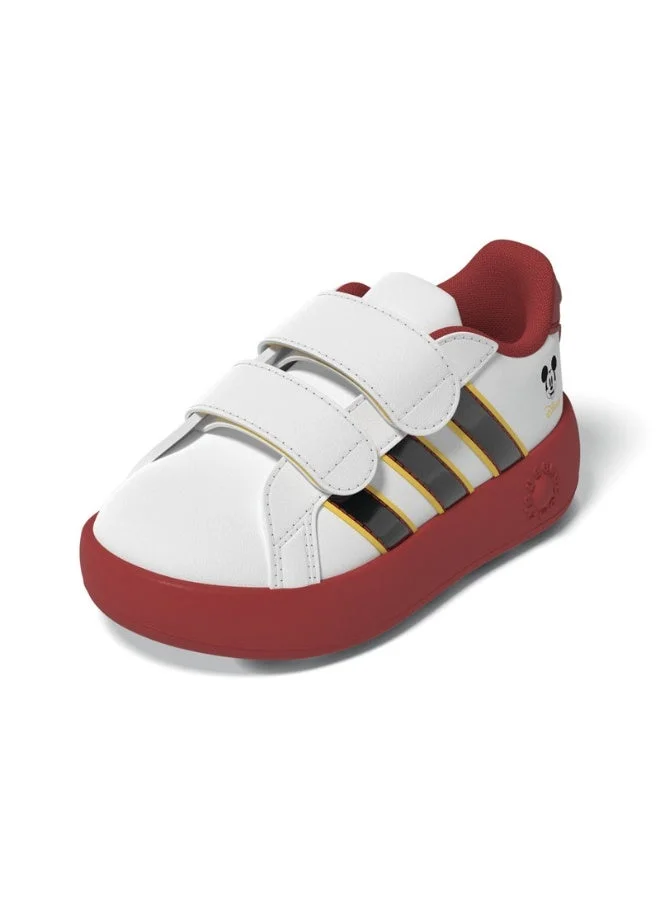 adidas حذاء رياضي أبيض للأطفال من ميكي ماوس جراند كورت