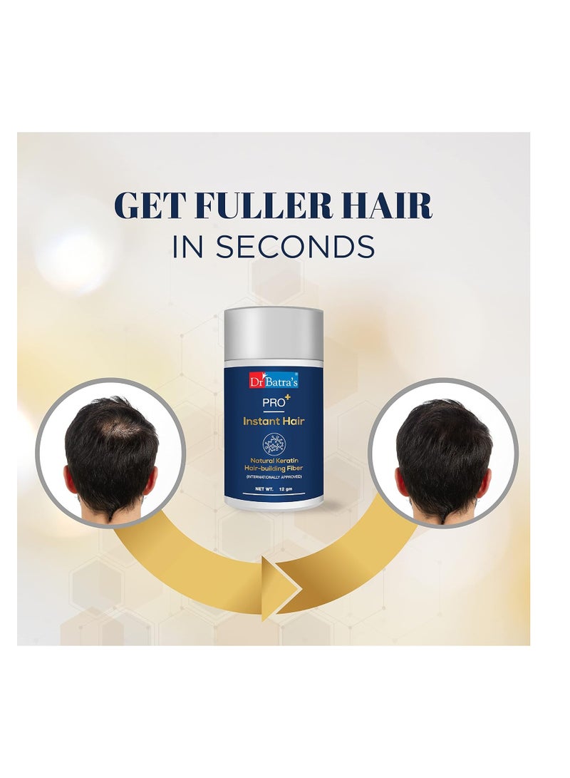 Dr Batra's Pro Instant Hair Natural Keratin Hair Building fibre Internationally Approved Black Hair fiber for thin Fine hair 12 GM - Image 2
