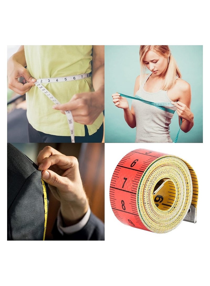 شريط قياس ناعم مزدوج الجوانب- شريط قياس لخياطة الملابس - مسطرة قياس الجسم- متعدد الالوان ( قطعتين) - Image 2