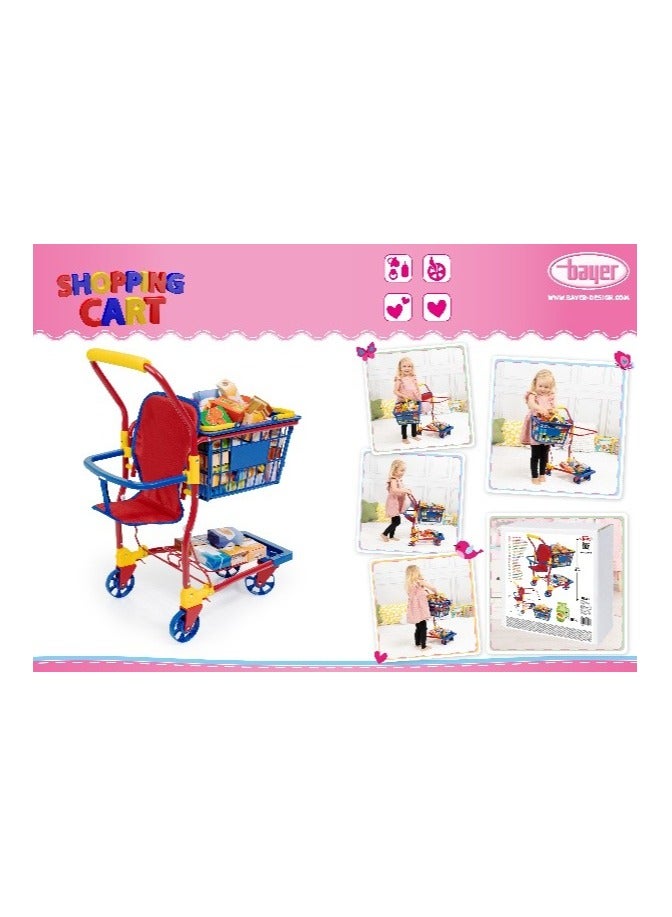 Bayer Design Kids Shopping Cart Toy with Doll Seat Trolley for Toddlers