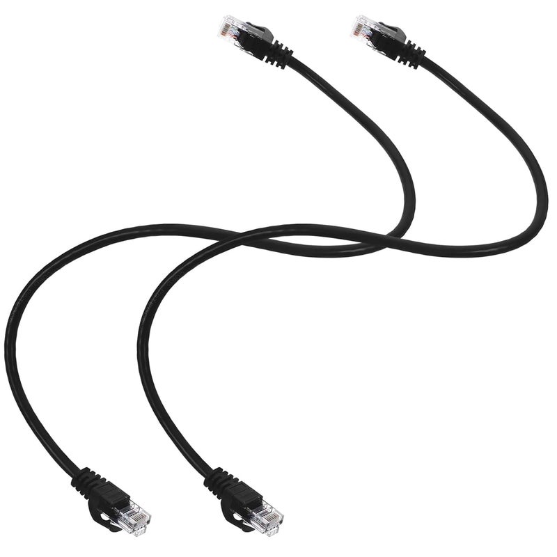 كابل إيثرنت Cat6 قطعتان بطول 0.5 متر، كابل توصيل غير محمي باللون الأسود، كابل شبكة جيجابت لموجهات وأجهزة الكمبيوتر المحمولة وملحقات الشبكات المنزلية - Image 1