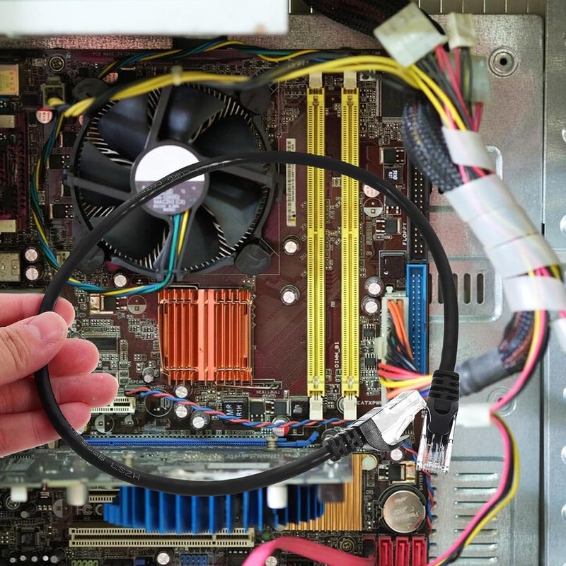 كابل إيثرنت Cat6 قطعتان بطول 0.5 متر، كابل توصيل غير محمي باللون الأسود، كابل شبكة جيجابت لموجهات وأجهزة الكمبيوتر المحمولة وملحقات الشبكات المنزلية - Image 5
