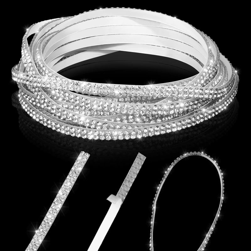 Kingdder 16.4Ft Bling Car Trim Self Adhesive Glitter Crystal Rhinestone Car Interior Exterior Accessories for Women DIY Line Molding Stickers for Auto Dashboard Diamond Ribbon Strips Decor (White) - Image 5