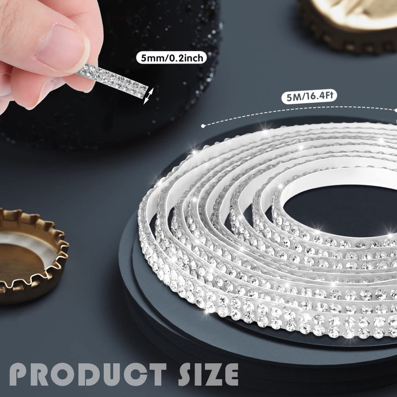 Kingdder 16.4Ft Bling Car Trim Self Adhesive Glitter Crystal Rhinestone Car Interior Exterior Accessories for Women DIY Line Molding Stickers for Auto Dashboard Diamond Ribbon Strips Decor (White) - Image 2
