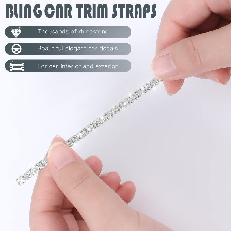 Kingdder 16.4Ft Bling Car Trim Self Adhesive Glitter Crystal Rhinestone Car Interior Exterior Accessories for Women DIY Line Molding Stickers for Auto Dashboard Diamond Ribbon Strips Decor (White) - Image 3