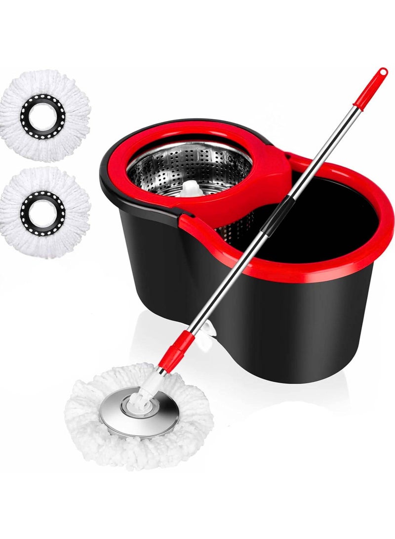 Festive Gallery 360 Degree Floor Black Spin Mop Bucket Set Spinning Rotating With 2 Cleaning Dry Heads - Image 1