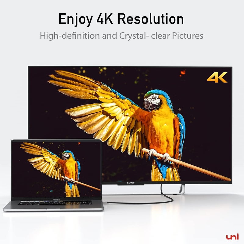 Uni كابل USB C إلى HDMI بطول 3 أقدام 4K@30Hz، كابل USB Type C أحادي الاتجاه إلى HDMI، [متوافق مع Thunderbolt 3/4] مع MacBook Pro/Air، iPhone 15 Pro/Max، Galaxy S8-S24، Surface Book 2، XPS، Chromebook - Image 3