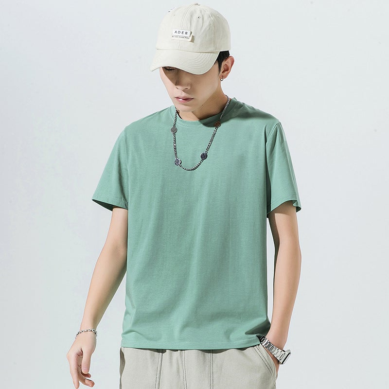 100 Pure Cotton Short-Sleeved T-Shirt Hong Kong-Style Loose T-Shirt Pure Cotton Half-Sleeved Men'S Pure Cotton Short-Sleeved Small Shoulder Combed Cotton 200 - Image 3