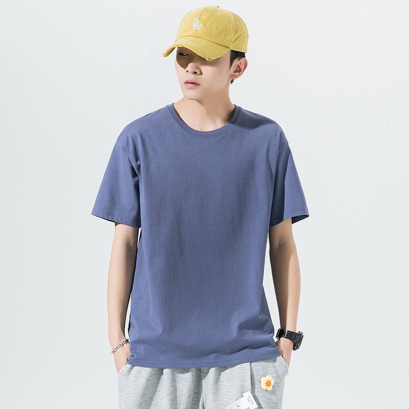 100 Pure Cotton Short-Sleeved T-Shirt Hong Kong-Style Loose T-Shirt Pure Cotton Half-Sleeved Men'S Pure Cotton Short-Sleeved Small Shoulder Combed Cotton 200 - Image 5