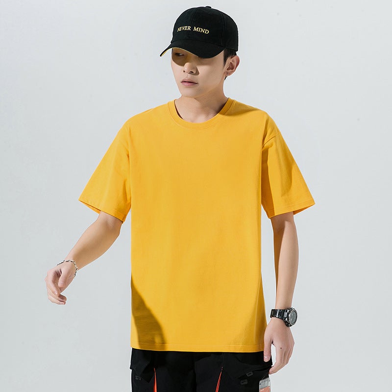 100 Pure Cotton Short-Sleeved T-Shirt Hong Kong-Style Loose T-Shirt Pure Cotton Half-Sleeved Men'S Pure Cotton Short-Sleeved Small Shoulder Combed Cotton 200 - Image 4