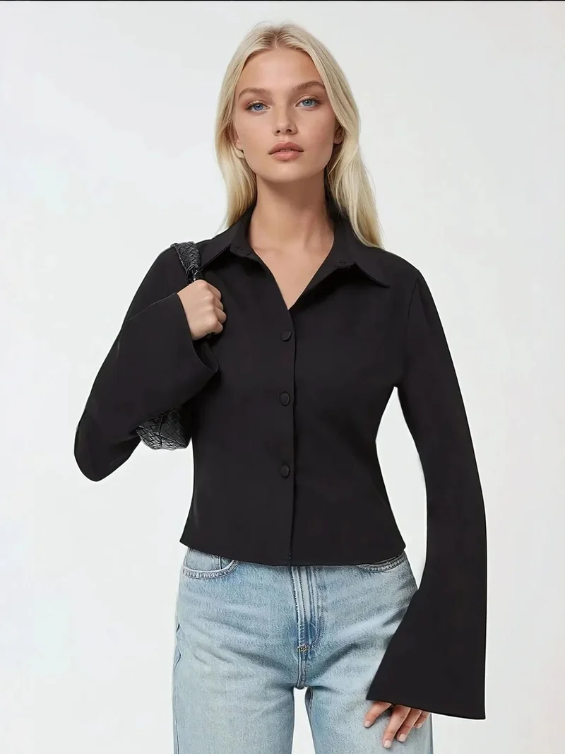 HICCUP Fitted Long Sleeve Cotton Shirt