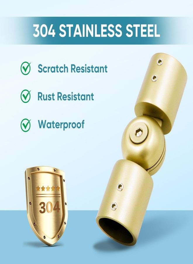 LISTENJIALE Window Curtain Rod Corner Connector 1 pcs,LISTENJIALE Adjustable Corner Curtain Rod Connector for 1 Inch Bay Window(Warm Gold) - Image 3