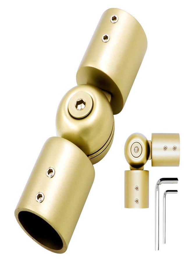 LISTENJIALE Window Curtain Rod Corner Connector 1 pcs,LISTENJIALE Adjustable Corner Curtain Rod Connector for 1 Inch Bay Window(Warm Gold) - Image 1