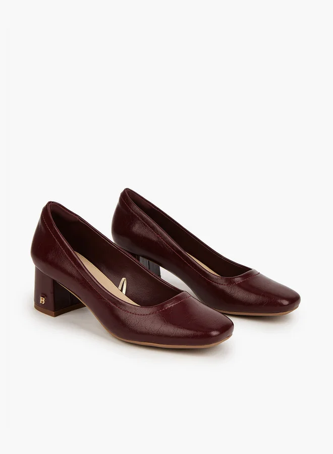 Solid Slip-On Pumps with Block Heels