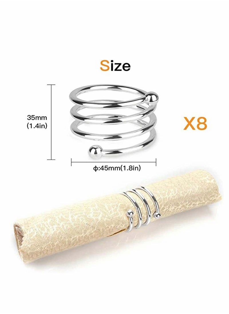 KASTWAVE - 8-Piece Set Napkin Ring Table Setting Suitable for Casual or Formal Occasions Napkin Ring (silver) - Image 1