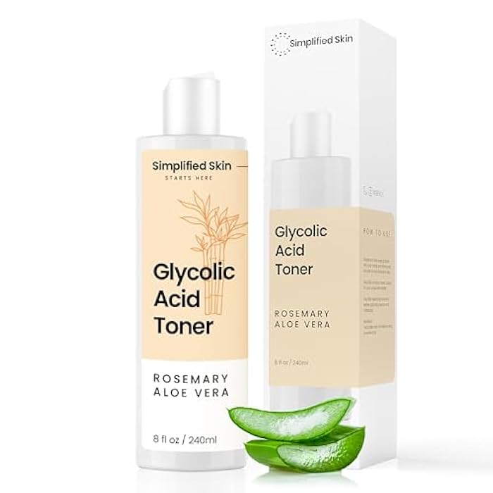 simplified skin Glycolic Acid Toner for Face - 8% Facial Toning Solution - Hydrating, Anti-Aging, Exfoliates Skin with AHA, Aloe Vera, & Rosemary Extract for Women & Men - 8 Fl Oz - Image 1