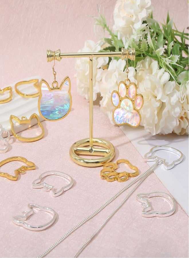CHGCRAFT 32Pcs 4 styles Cat Head Shaped Dog Paw Open Back Bezel Pendants Alloy Pendants Bezel Blank Trays Hollow Frame For DIY UV Resin Epoxy Resin Pressed Flower Jewelry - Image 5