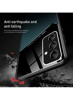 Generic Case Compatible With Samsung Galaxy A24 Cover Luxury Leather And Glass With Car Magnetic Holder Phone Cover Soft Frame Silicone (Blue)  - Image 3