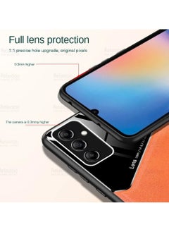 Generic Case Compatible With Samsung Galaxy A24 Cover Luxury Leather And Glass With Car Magnetic Holder Phone Cover Soft Frame Silicone (Blue)  - Image 4
