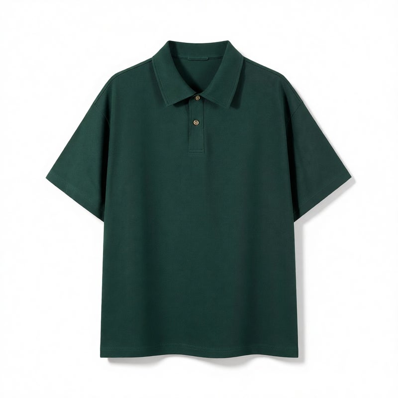 Men's 40s Heavyweight 240g Short Sleeve Polo Shirt with Turn-Down Collar