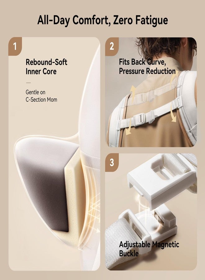 bebebus Baby Carrier with Hip Seat, BeBeBus 2-in-1 Ergonomic Newborn to Toddler Carrier up to 44 lbs, Detachable Hands-Free for Infant, All Season Forward-Facing Carry, Fits Waist Sizes up to 38 inch (White) - Image 4