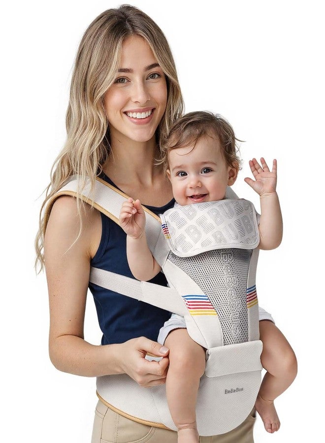 bebebus Baby Carrier with Hip Seat, BeBeBus 2-in-1 Ergonomic Newborn to Toddler Carrier up to 44 lbs, Detachable Hands-Free for Infant, All Season Forward-Facing Carry, Fits Waist Sizes up to 38 inch (White) - Image 1