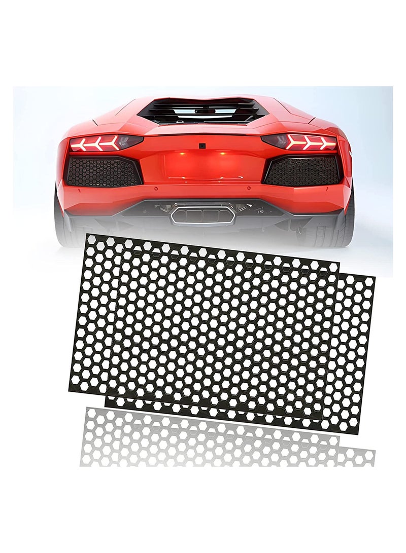 Loquat Rear Light Cover, 2pcs Universal Car Rear Tail Light Lamp Stickers Honeycomb Type Decal Car DIY Self Adhesive Tint Film Sheet for Rear Light Cover Taillight, Universal Cars Decoration 48x30cm (Black) - Image 1