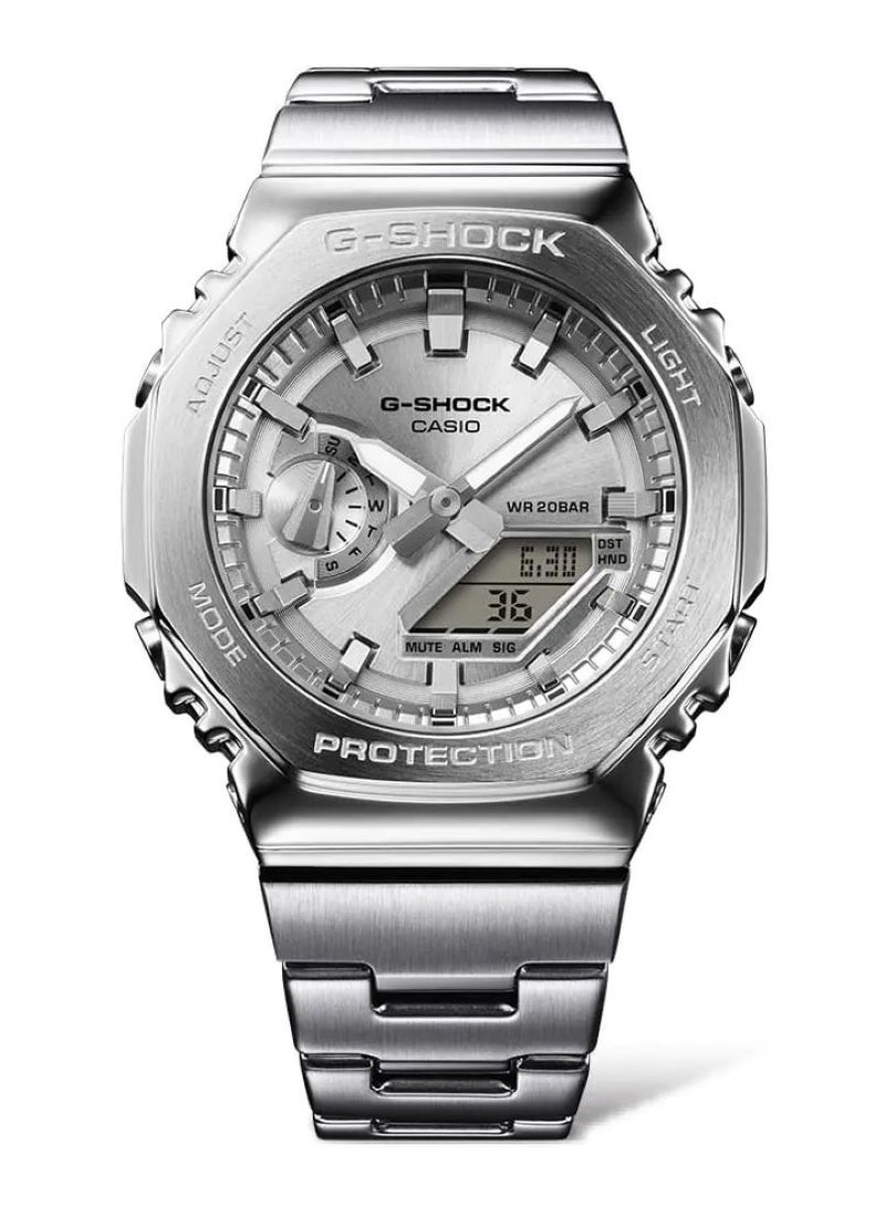 G-SHOCK Full Metal Men Watch GM-2110D-7ADR Silver Steel Strap with Silver Dial - Image 2