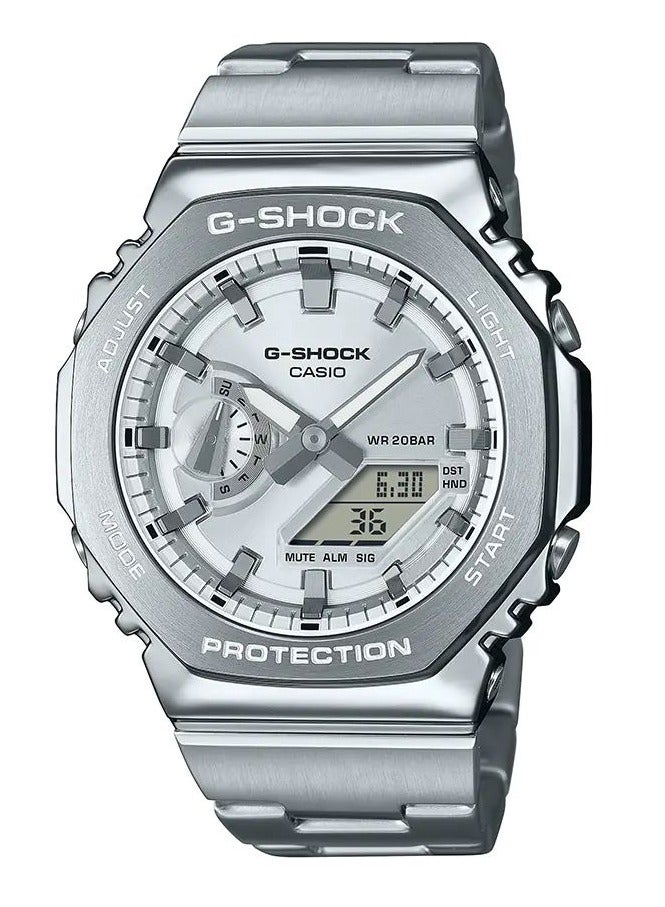 G-SHOCK Full Metal Men Watch GM-2110D-7ADR Silver Steel Strap with Silver Dial - Image 1