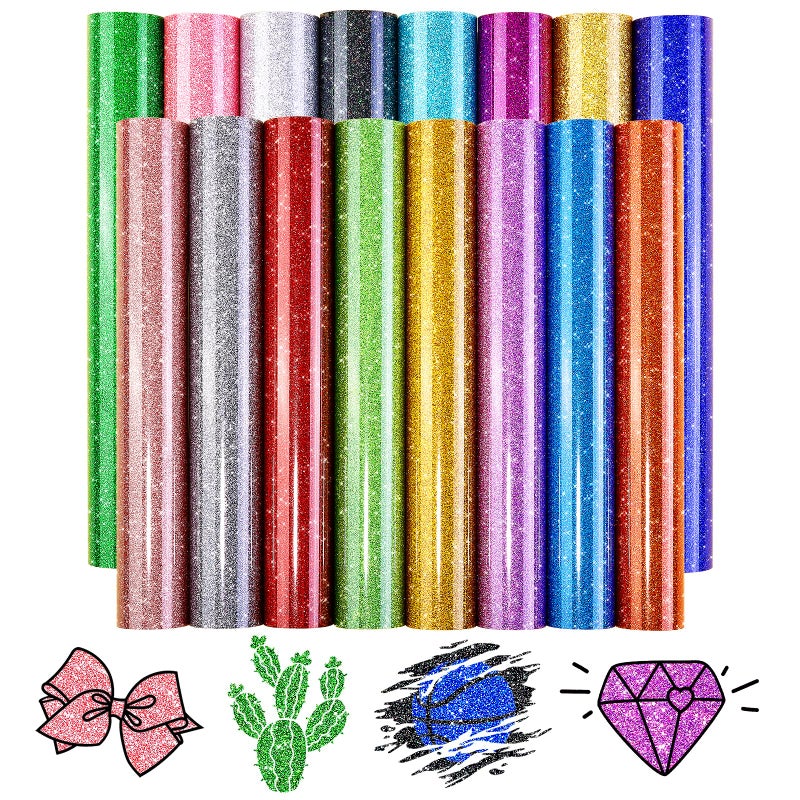 فينيل نقل الحرارة اللامع من تينت نات 16 ورقة 12X12 فينيل لامع ملون لنقل الحرارة فينيل حديد على تي شيرتات متوافق مع كريكت أو سيلويت كاميوا