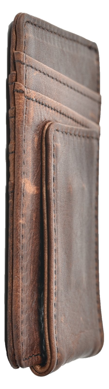 HOPSOOKEN Money Clip RFID Front Pocket Wallet Men Leather Slim Minimalist Wallet (Deep Brown) - Image 2