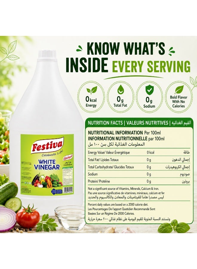 Festiva White Vinegar 3.78L - Multi Purpose Cooking Vinegar for Salads, Marinades, Pickling and Cleaning - Clear Vinegar - Image 1