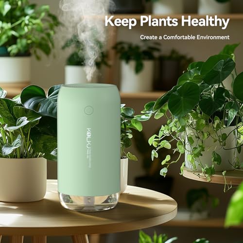 KQLKJ Portable Mini Humidifier, 350ml Small Cool Mist Humidifier for Plants, USB Personal Desktop Humidifier for Bedroom Car Office Travel with Auto Shut-Off & 2 Mist Modes (Green) - Image 4