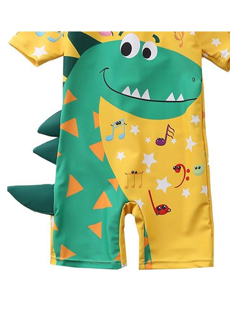 قطعتان من ملابس السباحة للأولاد قطعة واحدة بغطاء للرأس كرتونية للحماية من أشعة الشمس على الشاطئ - Image 3