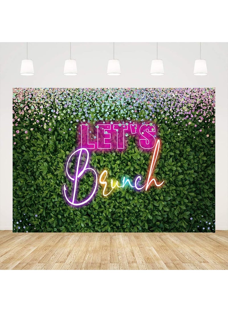 Ticuenicoa Ticuenicoa Lets Brunch Backdrop 7x5ft Digital Neon Greenery Pink Rainbow Lets Brunch Photography Background for Birthday Bridal Shower Wedding Bachelorette Party Decoration Banner Photo Booth Props  - Image 1