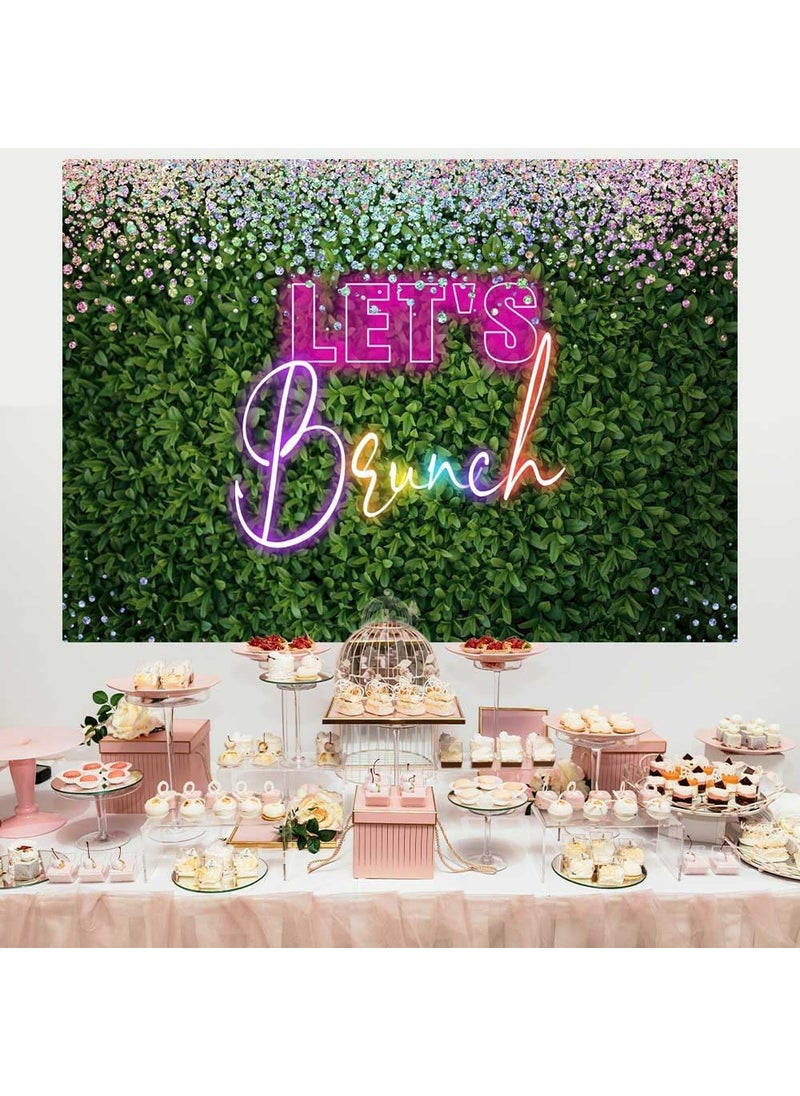 Ticuenicoa Ticuenicoa Lets Brunch Backdrop 7x5ft Digital Neon Greenery Pink Rainbow Lets Brunch Photography Background for Birthday Bridal Shower Wedding Bachelorette Party Decoration Banner Photo Booth Props  - Image 5