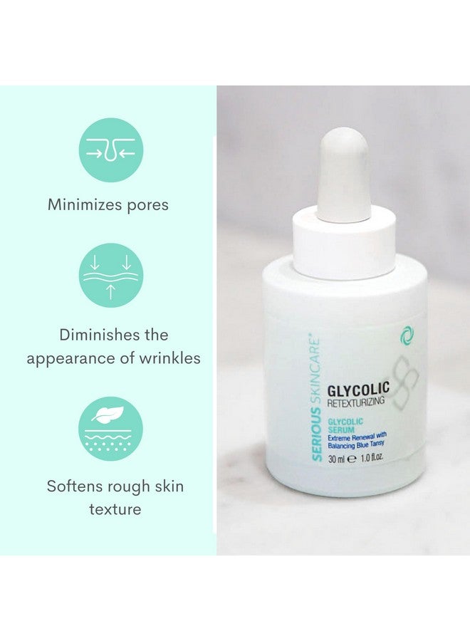 Serious Skincare Glycolic Skin Renewal Set Retexturizing Serum Facial Moisture Cream Face Wash Cleanser Balancing Blue Tansy Extract Improve Appearance Of Lines Wrinkles And Enlarged Pores - Image 2