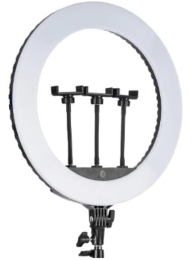 56cm Ring Light with Adjustable Stand and Phone Holder – Ideal for Video Recording, Live Streaming, and Photography – Black - Image 1