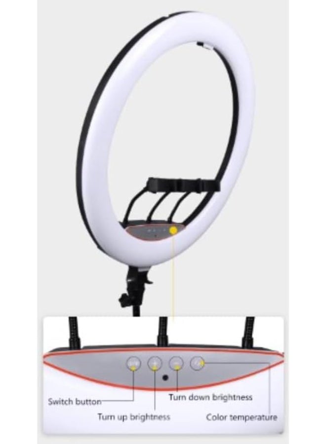 56cm Ring Light with Adjustable Stand and Phone Holder – Ideal for Video Recording, Live Streaming, and Photography – Black - Image 3