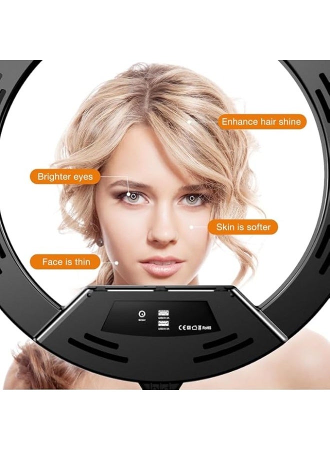 56cm Ring Light with Adjustable Stand and Phone Holder – Ideal for Video Recording, Live Streaming, and Photography – Black - Image 4